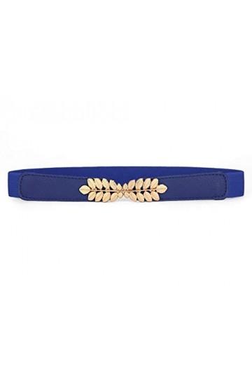 sourcing map Femmes en forme feuilles 2,5 cm largeur boucle verrouillage Ceinture sangle Étendue Bleu Taille unique