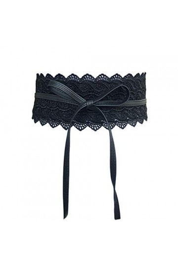 Oyccen Femmes Dentelle Large Ceintures Robe Décoration Ceinture Bowknot Sangle de Taille,Noir,Taille unique