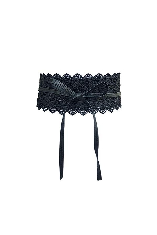 Oyccen Femmes Dentelle Large Ceintures Robe Décoration Ceinture Bowknot Sangle de Taille,Noir,Taille unique