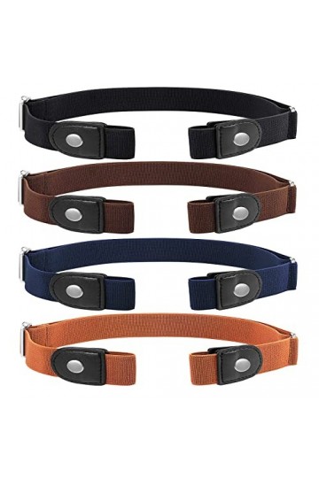 LINVSHI SHOP Lot de 4 ceintures élastiques sans boucle - Ceinture élastique invisible réglable pour jeans - Unisexe