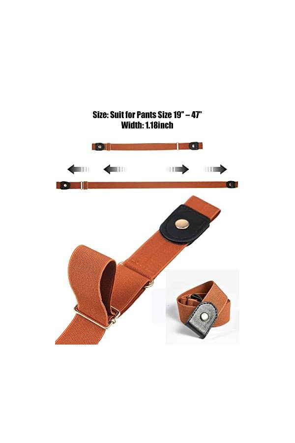 LINVSHI SHOP Lot de 4 ceintures élastiques sans boucle - Ceinture élastique invisible réglable pour jeans - Unisexe