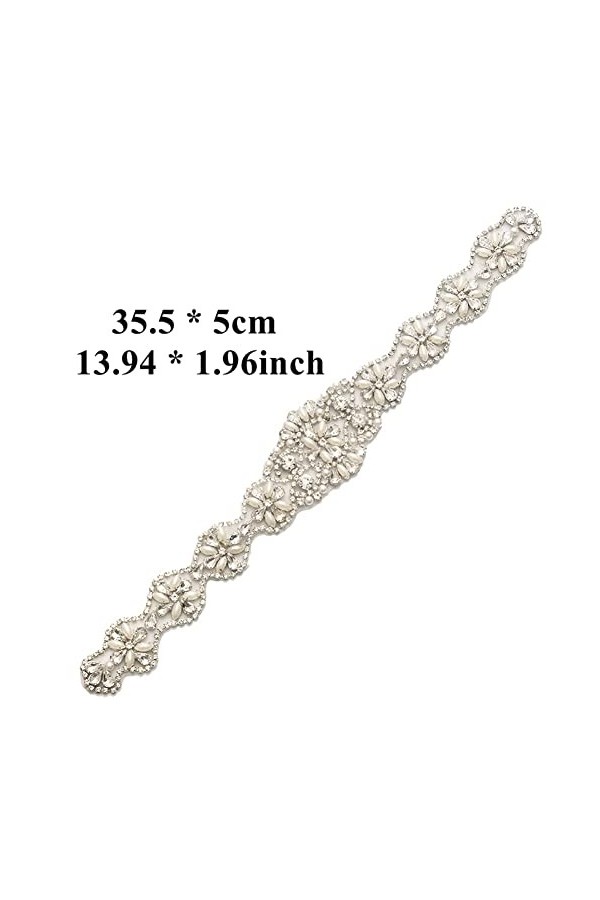 MOVKZACV Ceinture de mariée faite à la main avec appliques en strass pour robe de soirée