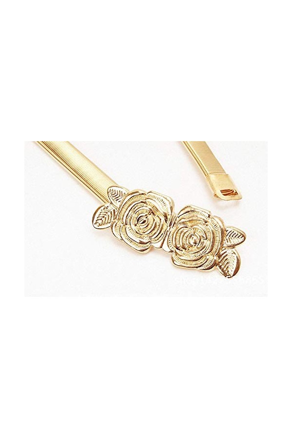 Ceinture fine en cuir pour femme - Réglable - Élastique - Boucle en alliage - Pour robe de mariée - Doré, A06010, taille uniq