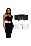Zhenzhenlo 2 Pièces Ceinture Large Elastique, Ceinture Taille Haute Femme,Ceinture Robe,Large Ceinture Femme,Ceinture Elastiq