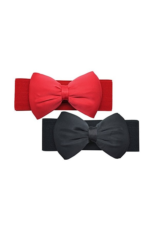 Ceinture large et élastique à fleurs pour femme par Meta-U - Blanc - Taille unique