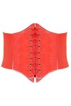 HANERDUN Ceinture Corset pour Femme Cuir Corset à Lacets Ceinture Élastique Ceinture Rétro Cinch Quatre Tailles - Rouge - Tai