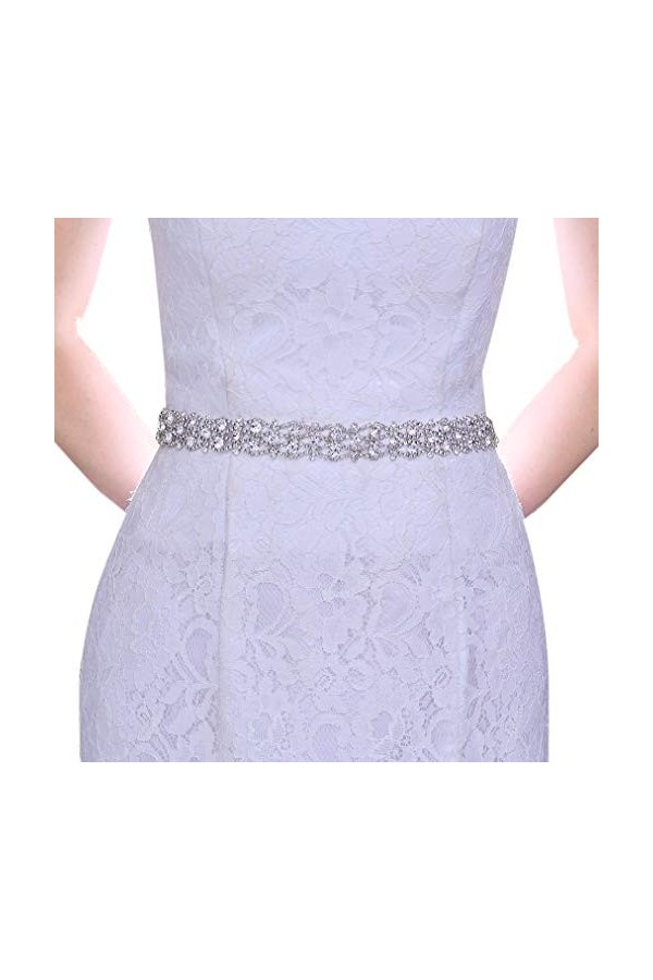 Azaleas Ceinture de mariage en alliage dargent pour robe de mariée - Ceinture scintillante pour robe de soirée S414-S - - 