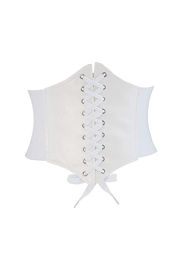 DTWAWA Ceintures de Corset Blanches pour Femmes, Ceinture de Taille Waspie en cuir Élastique Large pour Robes de Filles, 27-3