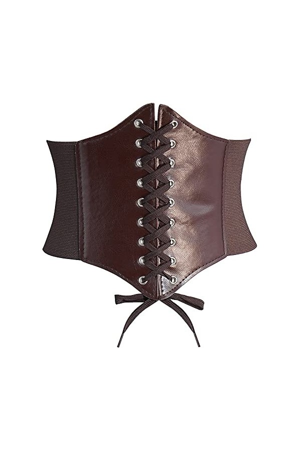 DTWAWA Ceintures de Corset Blanches pour Femmes, Ceinture de Taille Waspie en cuir Élastique Large pour Robes de Filles, 27-3