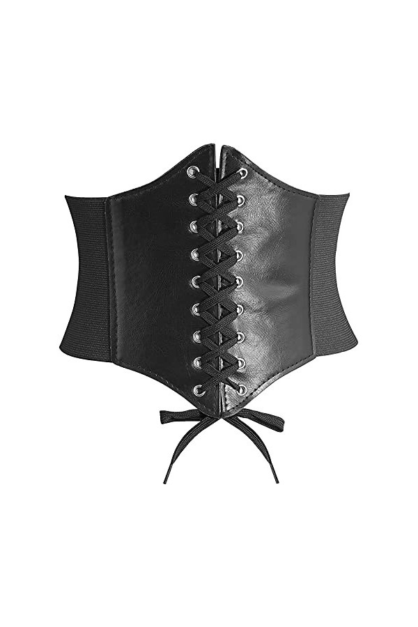 DTWAWA Ceintures de Corset Blanches pour Femmes, Ceinture de Taille Waspie en cuir Élastique Large pour Robes de Filles, 27-3