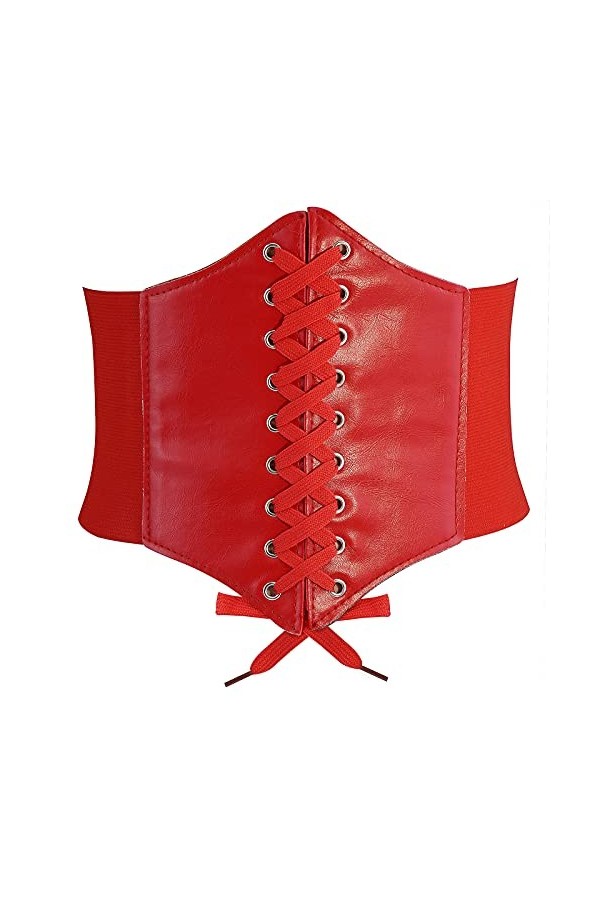 DTWAWA Ceintures de Corset Blanches pour Femmes, Ceinture de Taille Waspie en cuir Élastique Large pour Robes de Filles, 27-3