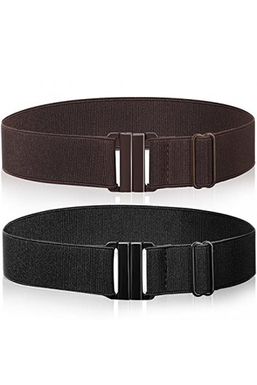 Syhood 2 Ceintures Élastiques à Boucle Plate Marron, 27,5 Pouces - 37 Pouces 