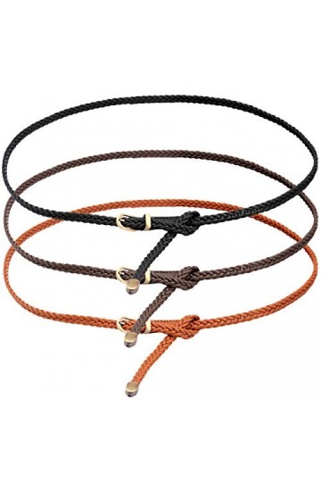 Ayliss Ceinture tressée pour femme en cuir PU Ceinture fine tissée pour robe/jeans - - Taille unique