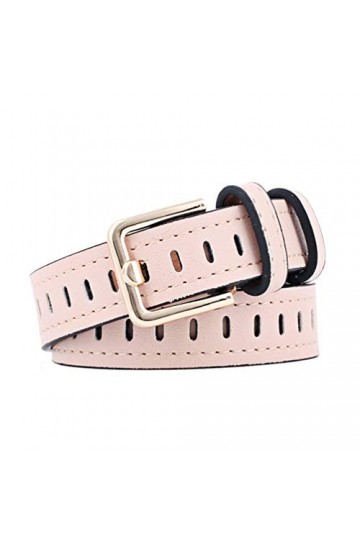 Porbbow Ceinture large décontractée pour femmes Ceinture creuse sans aiguille Ceinture pour dames à la mode Pink