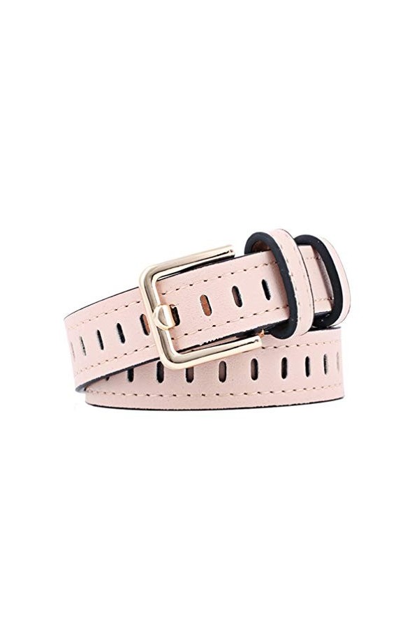 Porbbow Ceinture large décontractée pour femmes Ceinture creuse sans aiguille Ceinture pour dames à la mode Pink