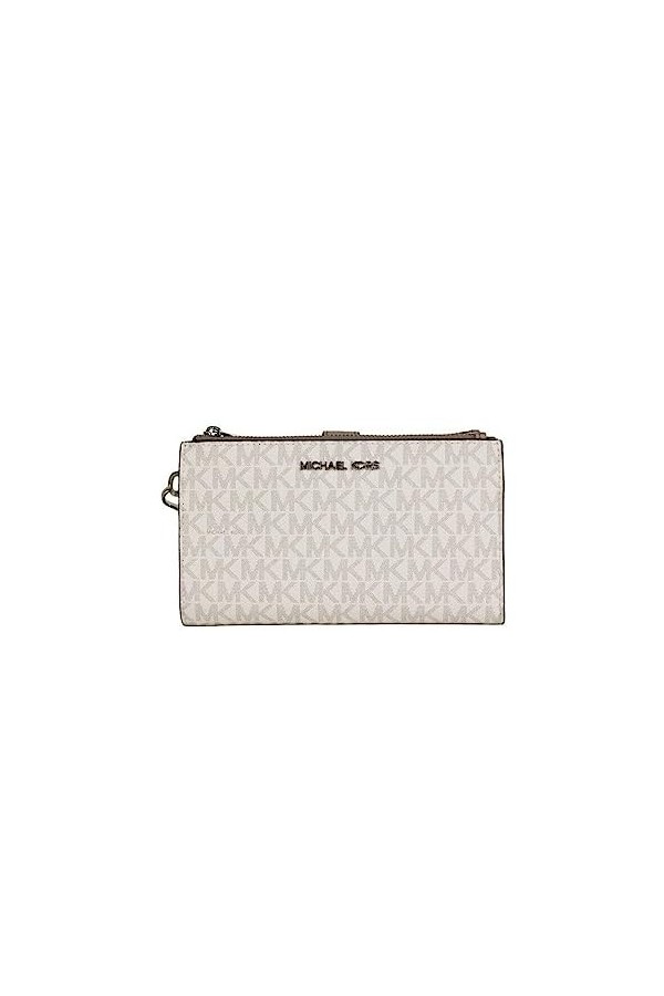 Michael Kors Jet Set Travel Double Zip PVC Signature Wristlet Wallet in Bright White, Medium
