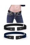 LICHUANUK 2 Pièces Ceinture Extensible sans Boucle, Ceinture sans Boucle, Ceinture pour Jeans Pantalon Robe, Ceinture No Buck