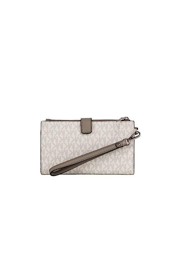 Michael Kors Jet Set Travel Double Zip PVC Signature Wristlet Wallet in Bright White, Medium