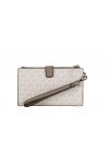 Michael Kors Jet Set Travel Double Zip PVC Signature Wristlet Wallet in Bright White, Medium