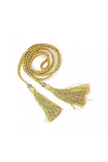 Gunwon Ceinture tressée fine pour femme - Ceinture tressée avec pompons et perles - Ceinture tissée pour femme, Non, no