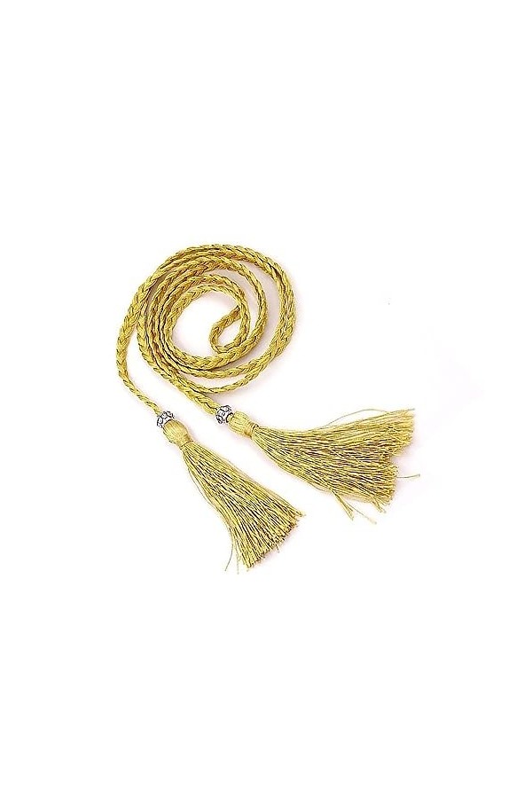 Gunwon Ceinture tressée fine pour femme - Ceinture tressée avec pompons et perles - Ceinture tissée pour femme, Non, no