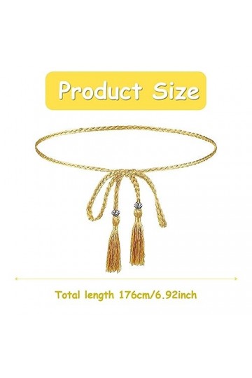 Gunwon Ceinture tressée fine pour femme - Ceinture tressée avec pompons et perles - Ceinture tissée pour femme, Non, no