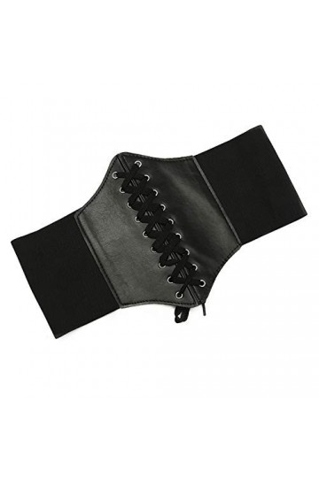 JinYu Corset vintage à lacets pour femme, taille élastique, noir, noir, Medium