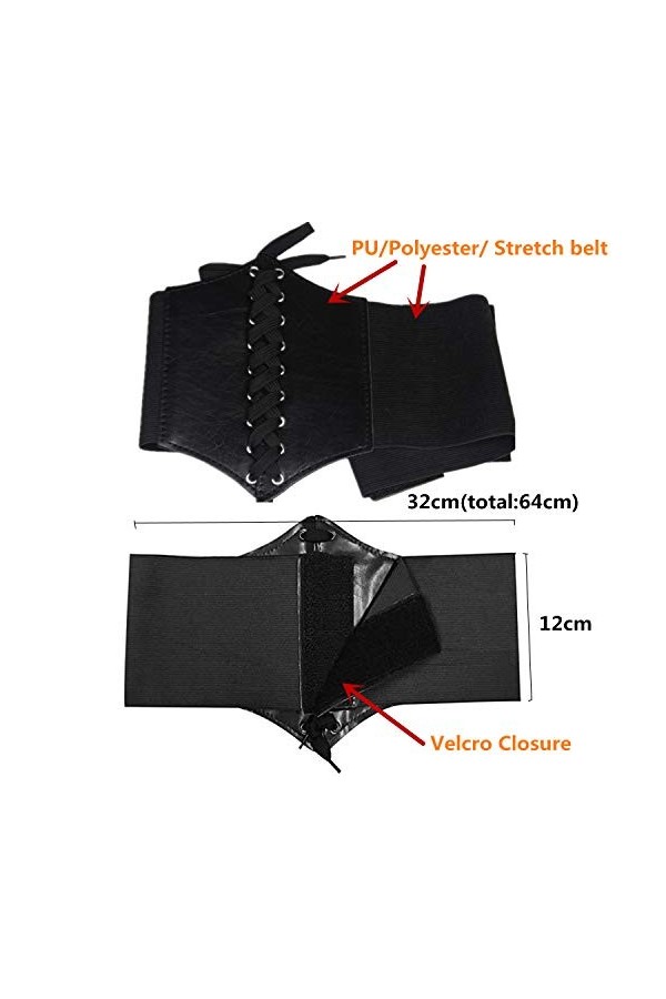 JinYu Corset vintage à lacets pour femme, taille élastique, noir, noir, Medium