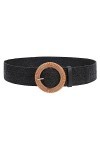 XZQTIVE Ceinture élastique tissée en paille pour femme - Ceinture extensible tendance - Large ceinture bohème tressée pour ro