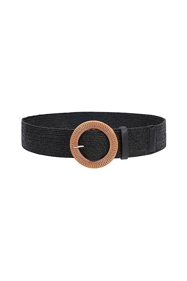 XZQTIVE Ceinture élastique tissée en paille pour femme - Ceinture extensible tendance - Large ceinture bohème tressée pour ro