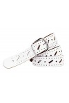 Shenky - Belle ceinture en cuir - trouée/poinçonnée - largeur 3 cm - Blanc - Tour de taille : 80 cm