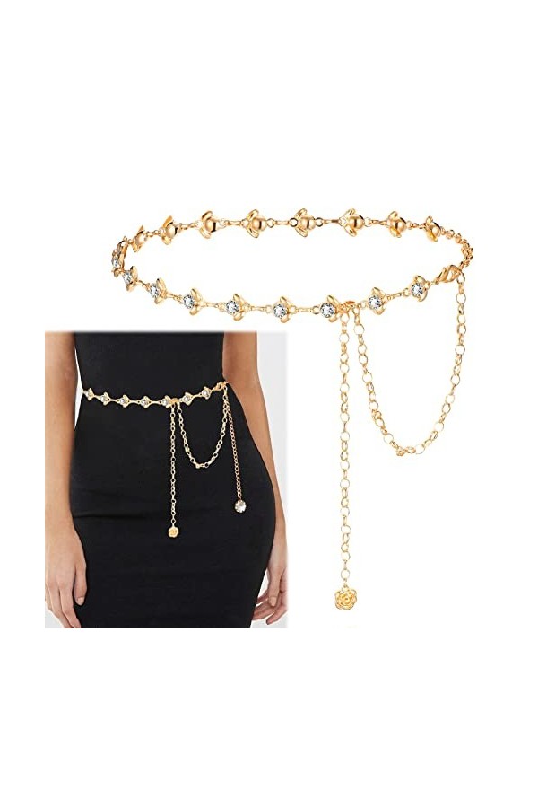 Chaîne ceinture femmes pour robes taille, ceinture chaînes or pour bijoux fantaisie, chaîne ceinture taille femmes or gothiqu