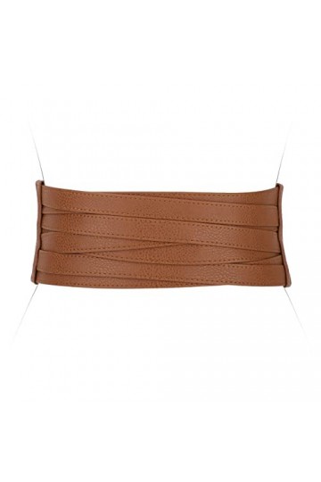 LEACOOLKEY Obi Ceinture en Simili Cuir Femme Large Wrap Rétro Ceinture à Lacets pour Robe Holloween, G-marron, M: Taillenumfa