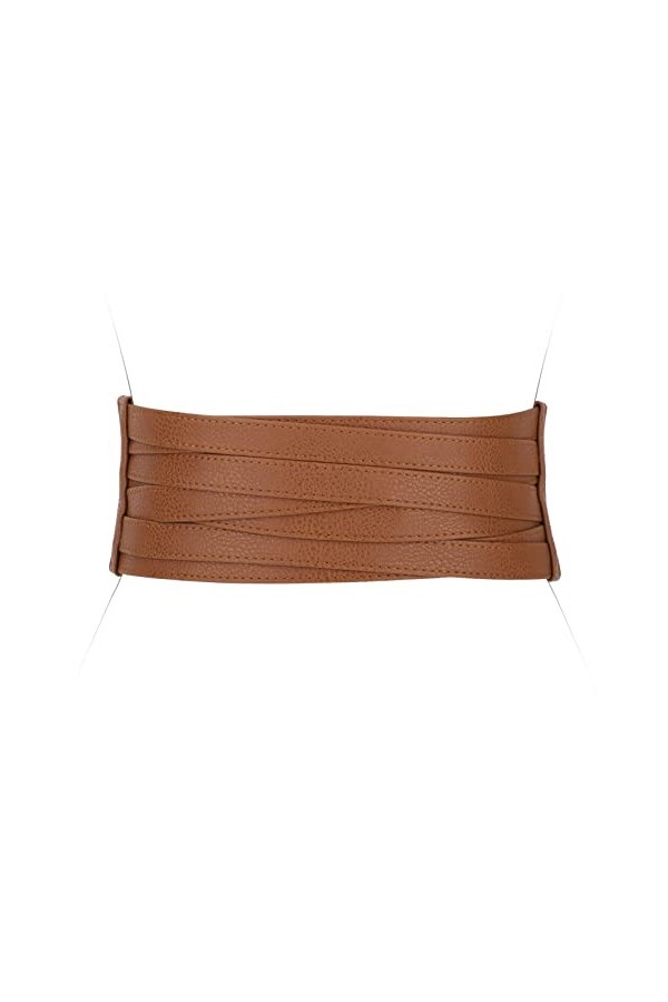 LEACOOLKEY Obi Ceinture en Simili Cuir Femme Large Wrap Rétro Ceinture à Lacets pour Robe Holloween, G-marron, M: Taillenumfa