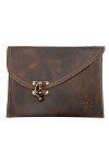 Hide & Drink, Petit Travel Vintage Leather Clutch Bag Handmade from Full Grain Leather, Womens Fashion - Bourbon Brown, A1, 