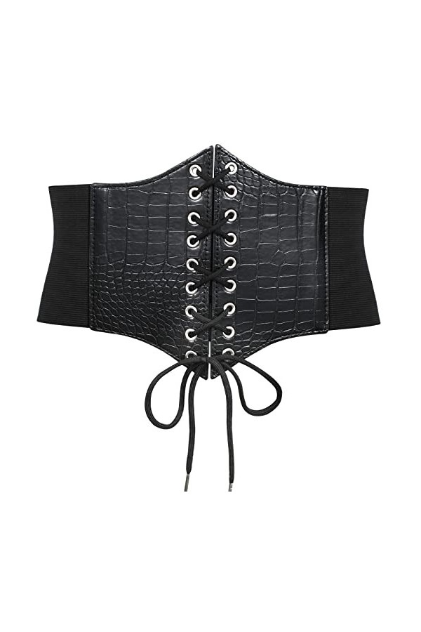 WERFORU Ceinture large à lacets pour femme, I-Noir., 31-35W