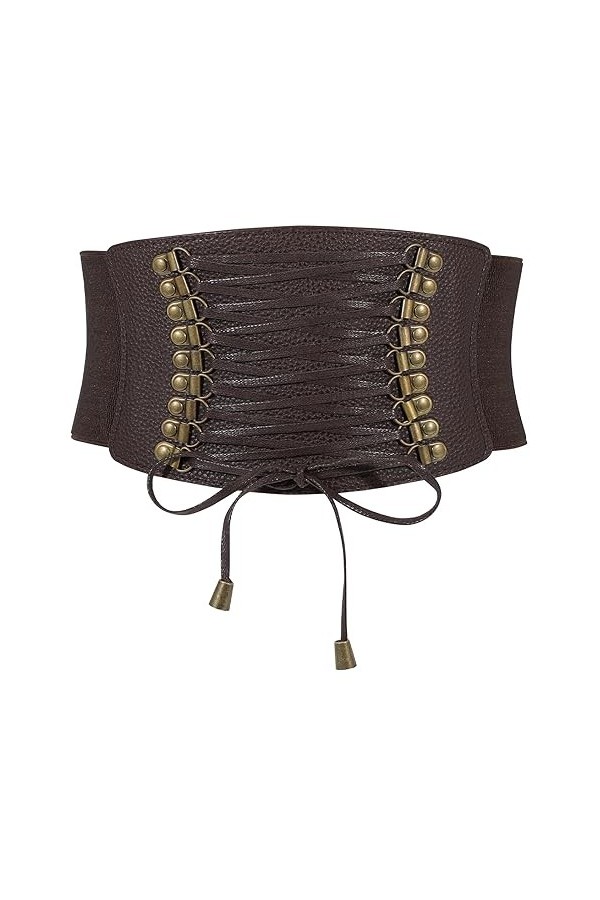 WERFORU Ceinture élastique large pour femme - Vintage - Stretch - Pour robe, Café B, Länge 83cm für Taille Größe 81-88cm 