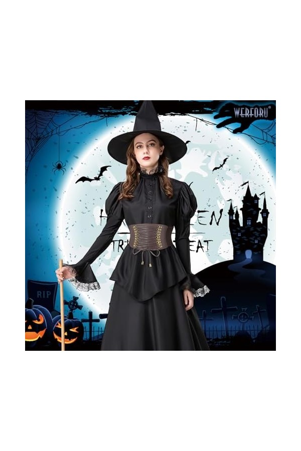 WERFORU Ceinture élastique large pour femme - Vintage - Stretch - Pour robe, Café B, Länge 83cm für Taille Größe 81-88cm 