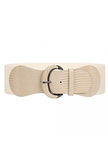 WERFORU Ceinture large extensible pour femme - Boucle élastique à crochet, F-beige., Anzug für Taillenumfang 66-77cm