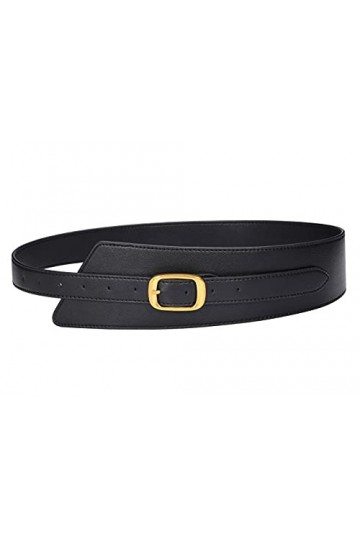 CHIC DIARY Ceinture asymétrique en cuir synthétique - Ceinture décorative - Pour femme - Réglable, Noir , taille unique