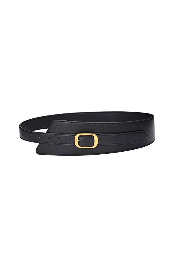 CHIC DIARY Ceinture asymétrique en cuir synthétique - Ceinture décorative - Pour femme - Réglable, Noir , taille unique