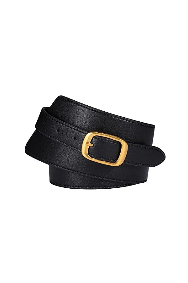 CHIC DIARY Ceinture asymétrique en cuir synthétique - Ceinture décorative - Pour femme - Réglable, Noir , taille unique