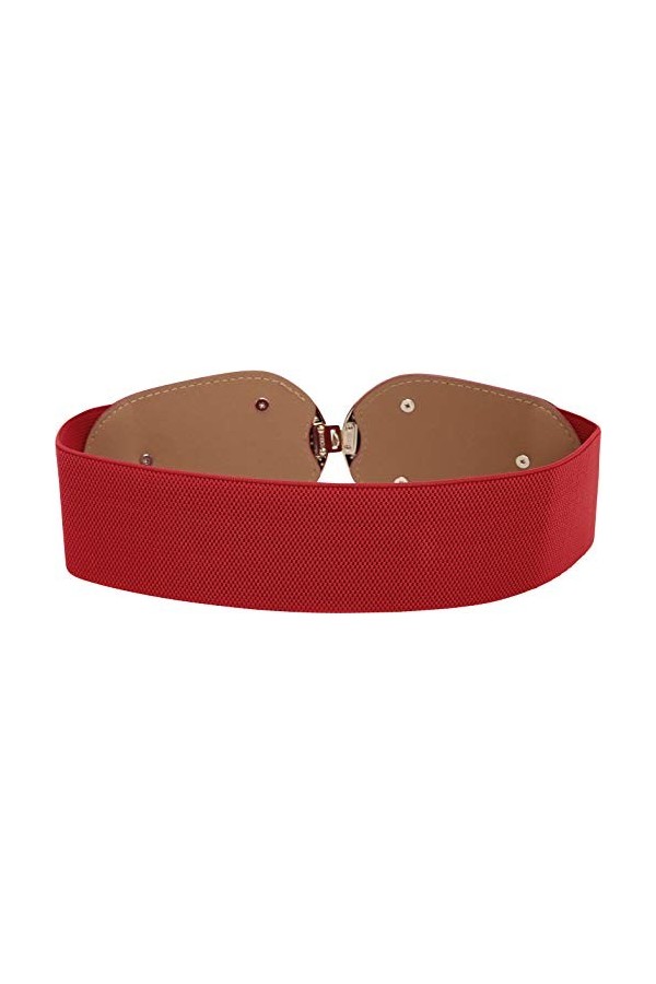 BlackButterfly Large Élastique Vintage Sangle Métal Emboîtement Boucle Ceinture Rouge, XXL 