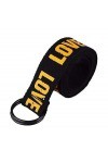KIRALOVE Ceinture pour femme en toile Love Me More noir avec inscription jaune de fille vintage à la mode