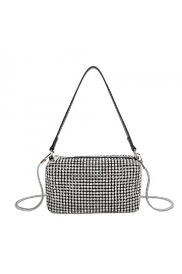 ELIOX Sac à main STRASS et bandoulière pour femme - Petit sac élégant - Pochette de soirée et cérémonie à la mode, argent