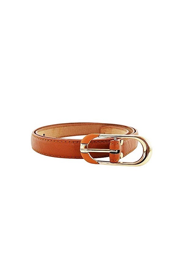 Lovelegis Ceinture femme - marron - simili cuir - boucle couleur or - idée cadeau de Noël et anniversaire
