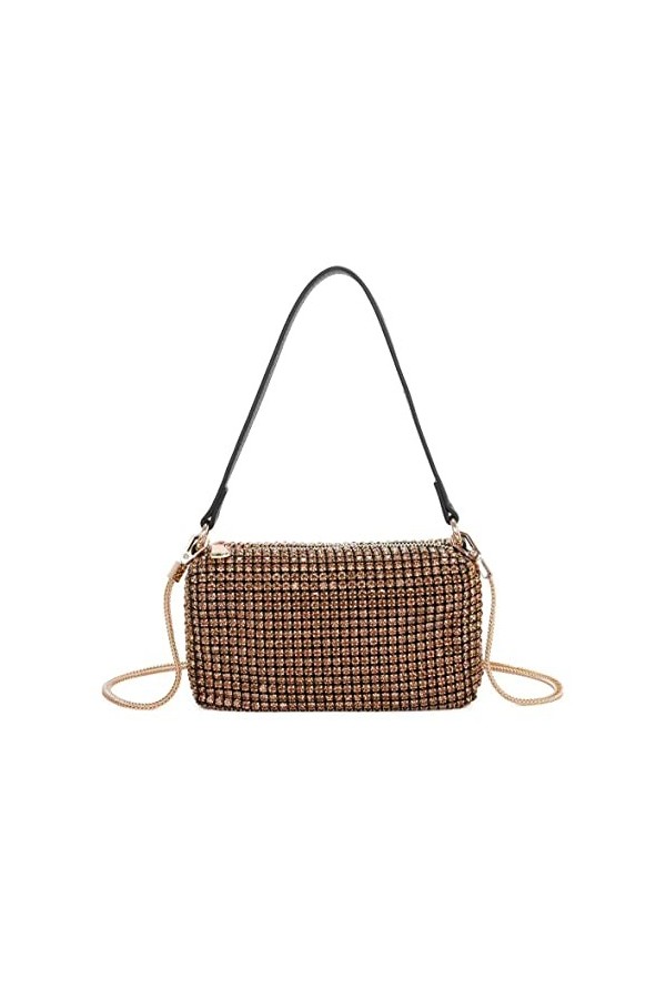 ELIOX Sac à main STRASS et bandoulière pour femme - Petit sac élégant - Pochette de soirée et cérémonie à la mode, argent