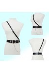 CLDURHGE Noir Ceinture Punk, Ceinture de cuir à la mode, Ceinture de taille en cuir synthétique réglable pour Dames Filles Co