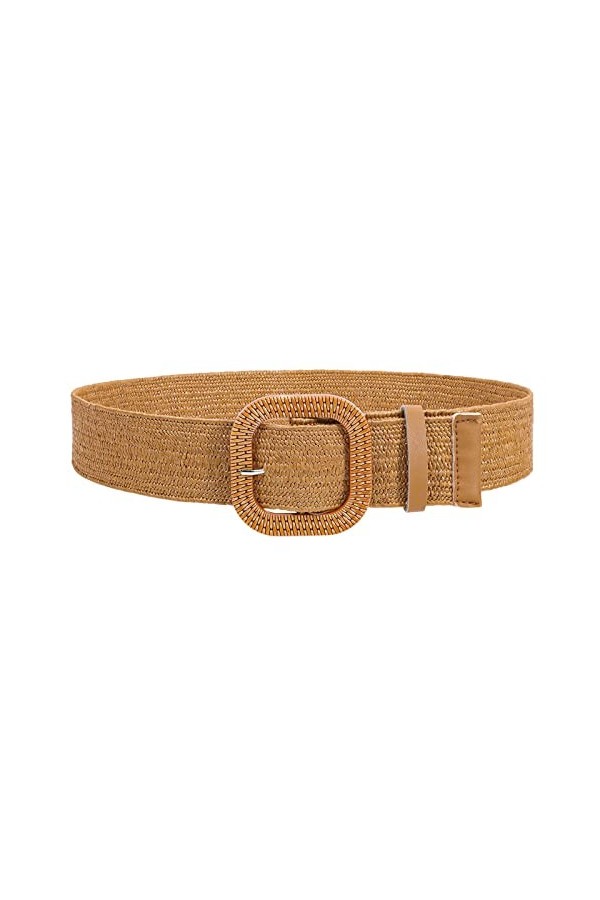 XZQTIVE Ceinture élastique tissée en paille pour femme - Ceinture extensible tendance - Large ceinture bohème tressée pour ro