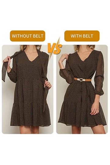 cobee Lot de 4 ceintures élastiques à la taille pour femme - Taille 66-89 cm, Marron, blanc, noir, or